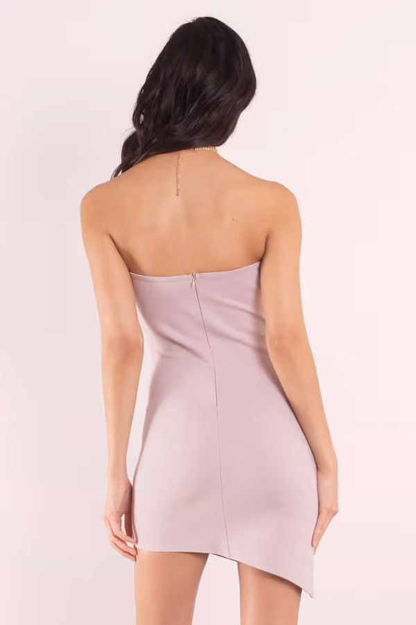 Side To Side Strapless Bodycon Mini Dress - Mauve