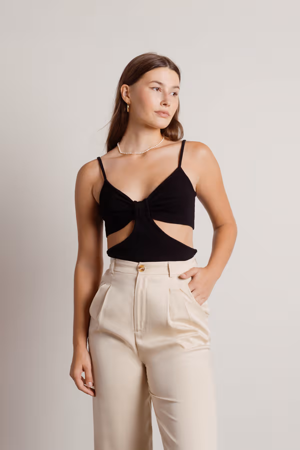 In A Mood Cutout Top - Beige