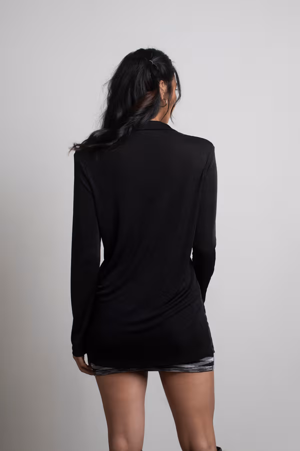 Need My Focus Black Thin Knit Blazer