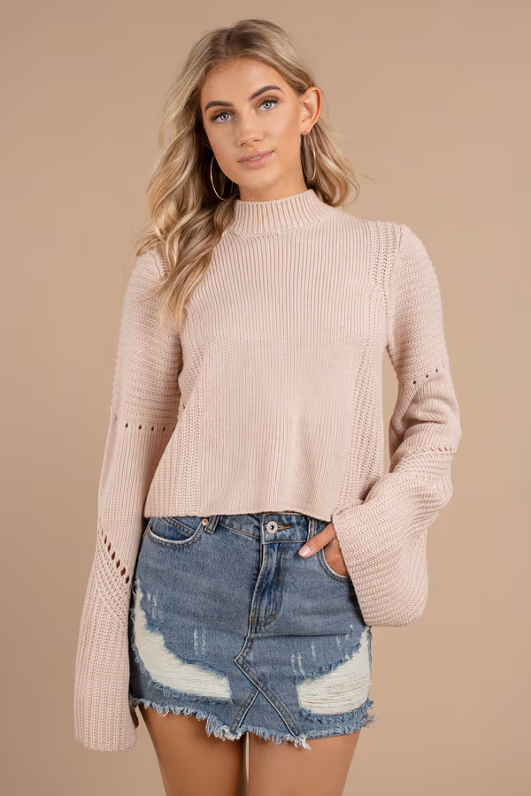 Handle With Flare Turtleneck Sweater - Rose