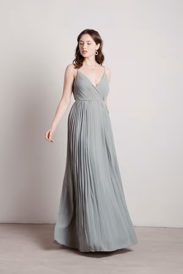 Love Galore Pleated Slit Maxi Dress - Emerald