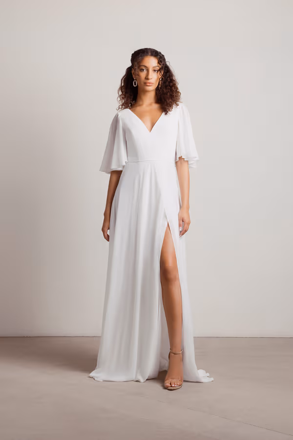 Come Closer To Me Butterfly Sleeve High Slit Maxi Dress - Sage