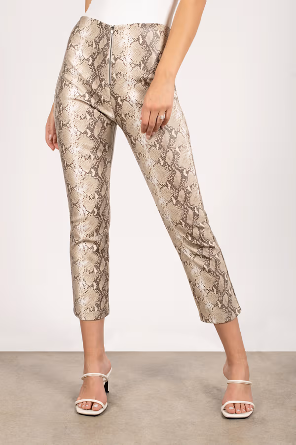 Hiss Kiss Snake Print Pants - Tan Multi