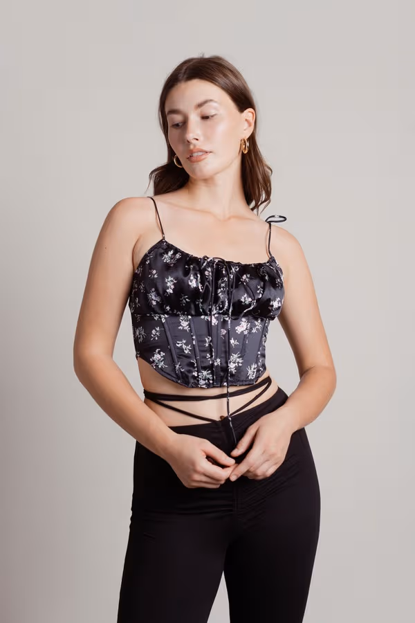 Milkmaid Corset Top - Black