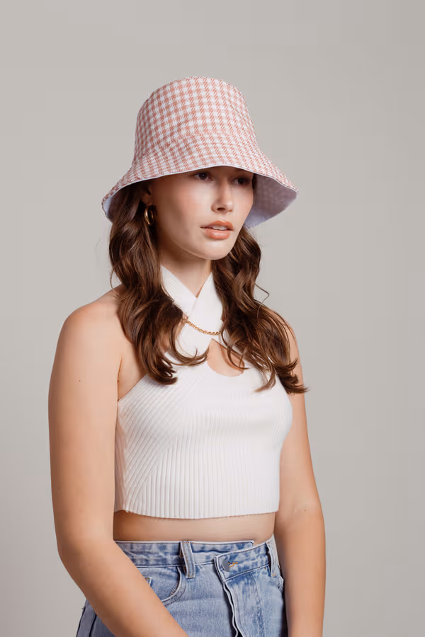 Sunny Daze Checkered Bucket Hat - Pink