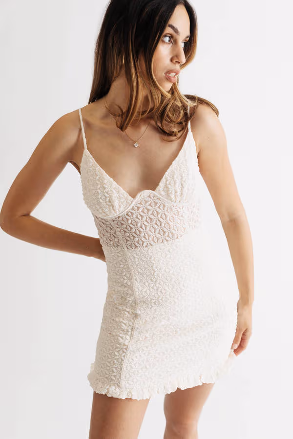 Nasica Lace Bustier Mini Dress - Ivory