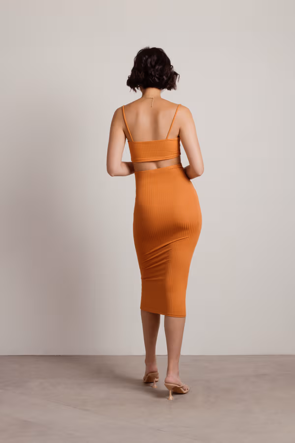 Oh I See Cutout Ribbed Midi Dress - Mocha