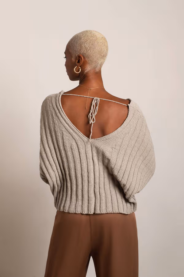 Mei Ribbed Knit Sweater - Greige