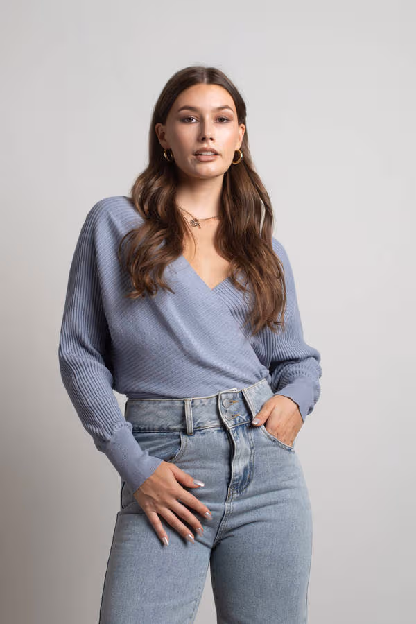 Moriah Surplice Bodysuit - Blue