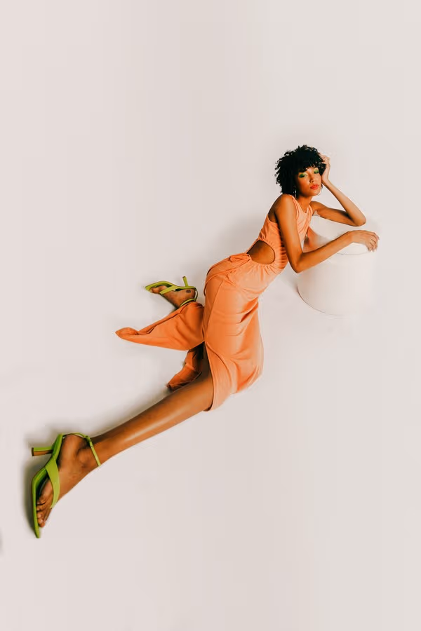 Nectarine Juice Cutout Slit Maxi Dress - Orange