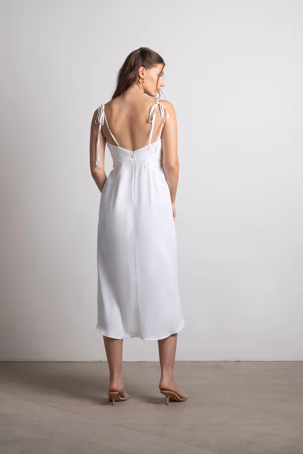 Cherish This Moment Sweetheart Wrap Midi Dress - Ivory
