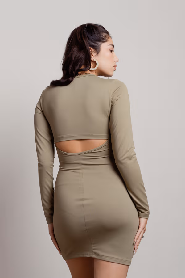 Kanie Cutout Bodycon Mini Dress - Light Olive