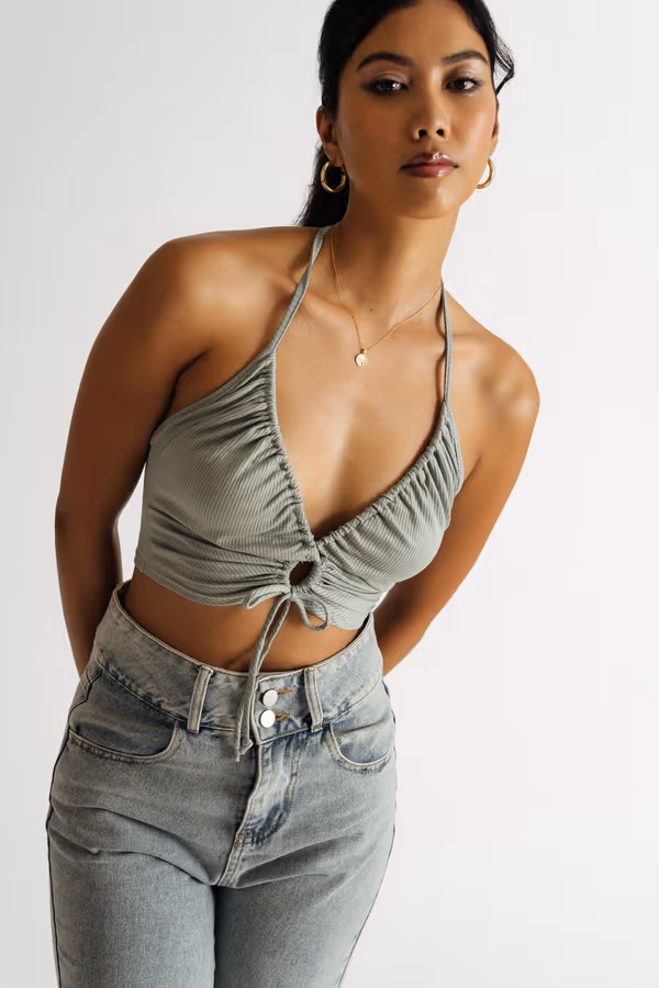 All Tied Up Crop Top - Yellow