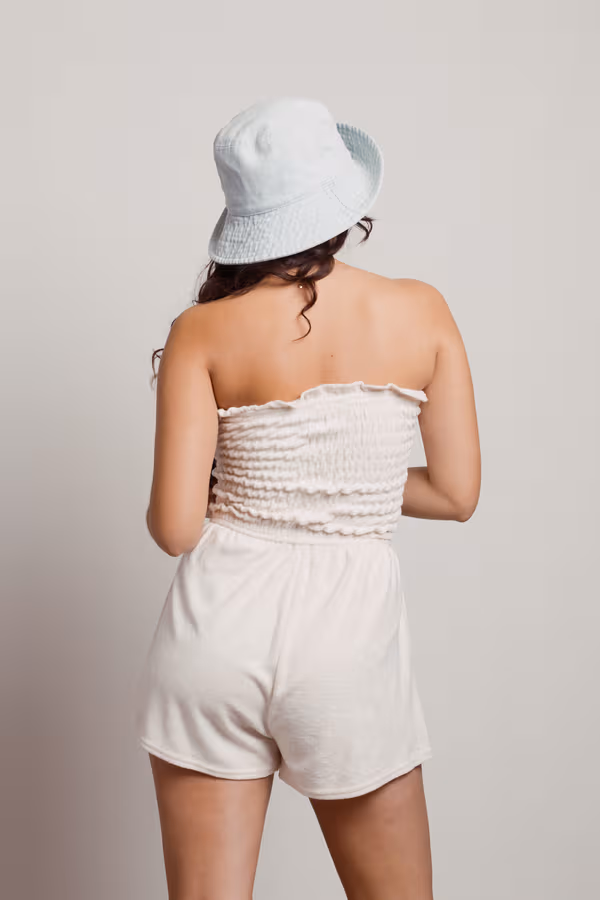 Troublemaker Smocked Romper - Cream