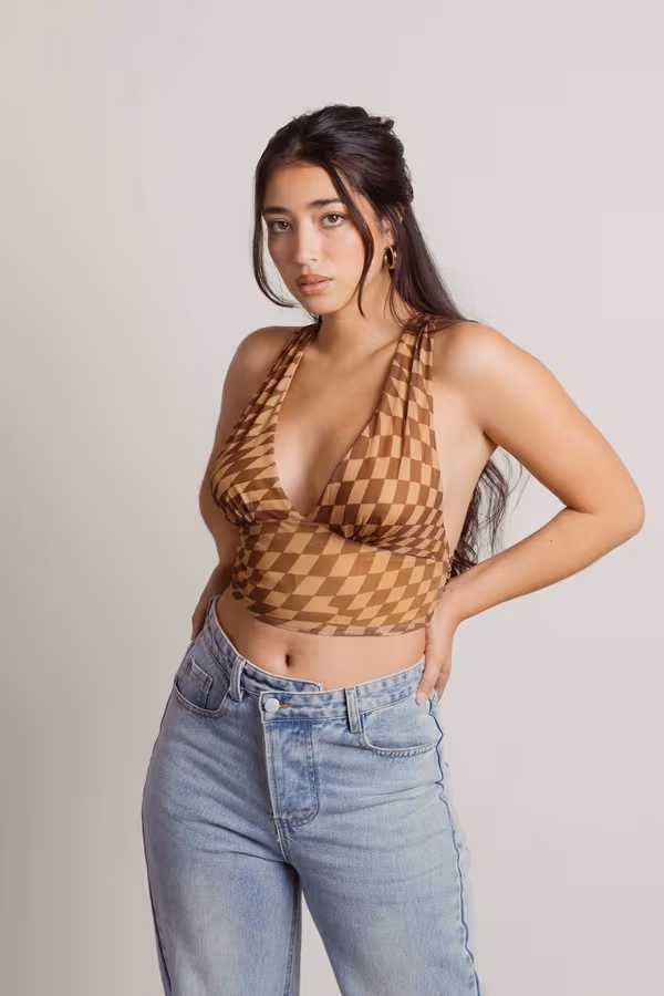Fall Off Crop Top - Brown