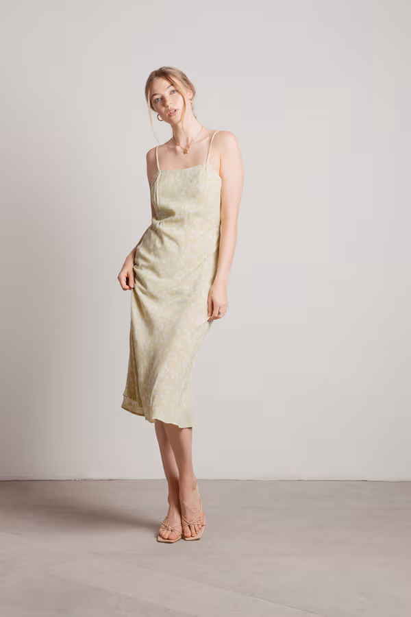 Nadia Floral Cami Midi Dress - Lime