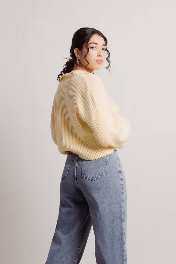 Issa Vibe Ribbed Sweatshirt - Yellow