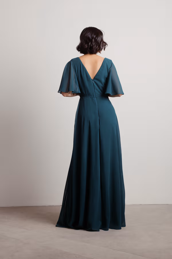 Come Closer To Me Butterfly Sleeve High Slit Maxi Dress - Sage