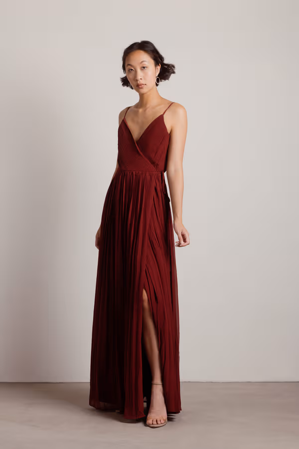 Love Galore Pleated Slit Maxi Dress - Emerald