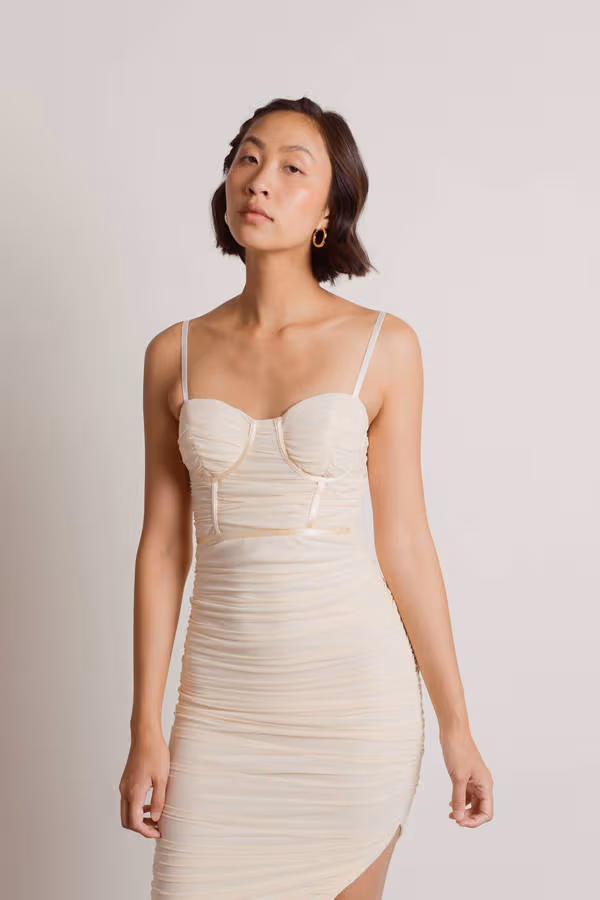 All Nighter Corset Slit Midi Dress - Powder Pink