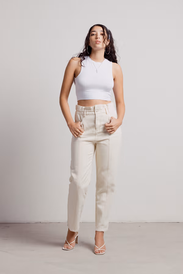 Stella Paperbag Pants - Ecru