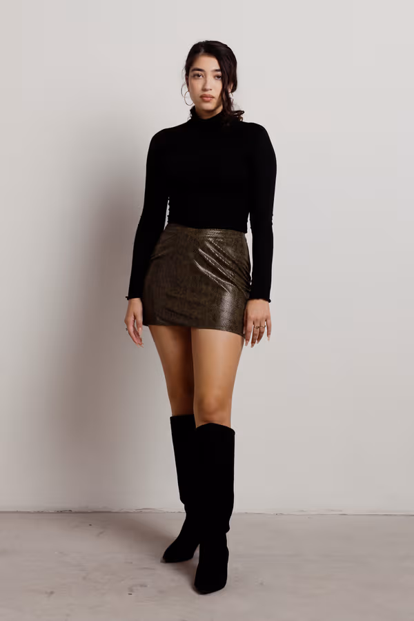 Slither Thru Snake Print Mini Skirt - Green