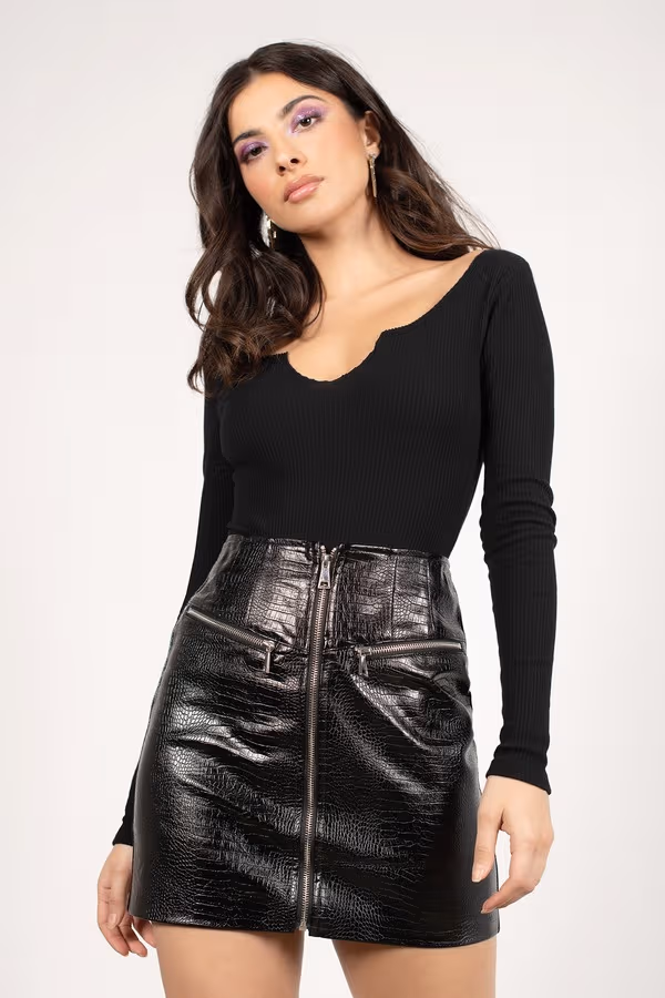 Yvonne Faux Leather Mini Skirt - Black