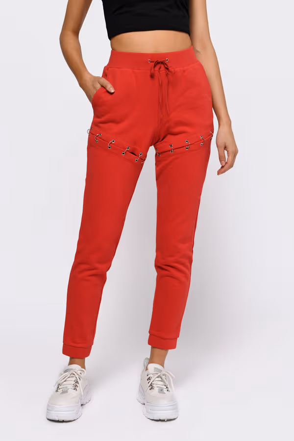 Ring Me Around Jogger Pants - Red