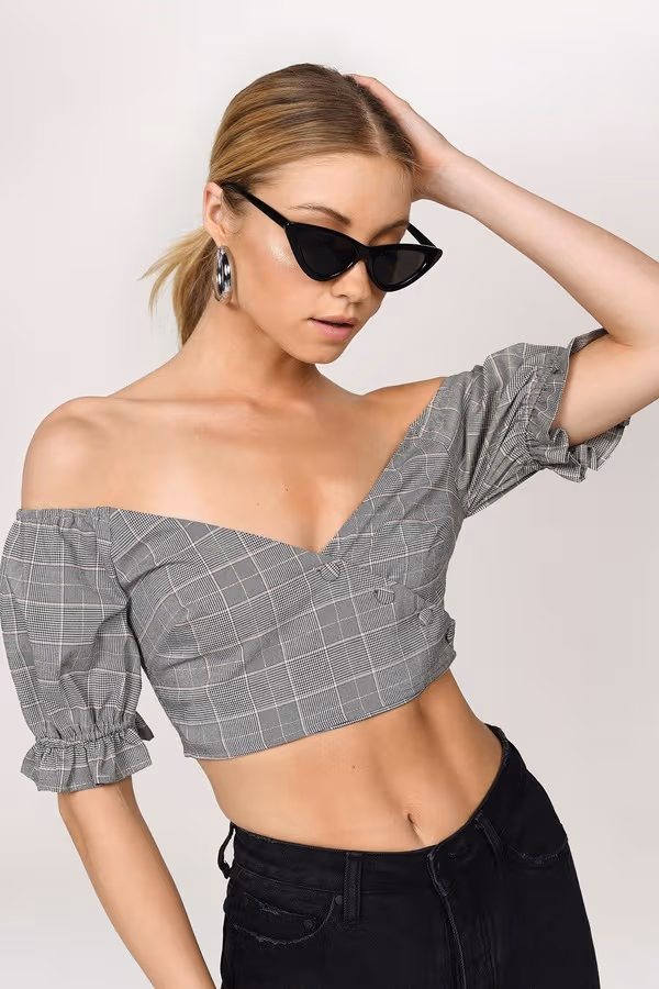 Mia Crop Top - Grey Multi