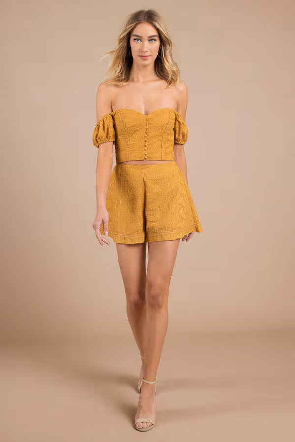 Finders Keepers Maella Lace Shorts - Marigold