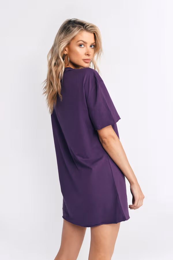 Over You Front Slit Shirt Mini Dress - Purple
