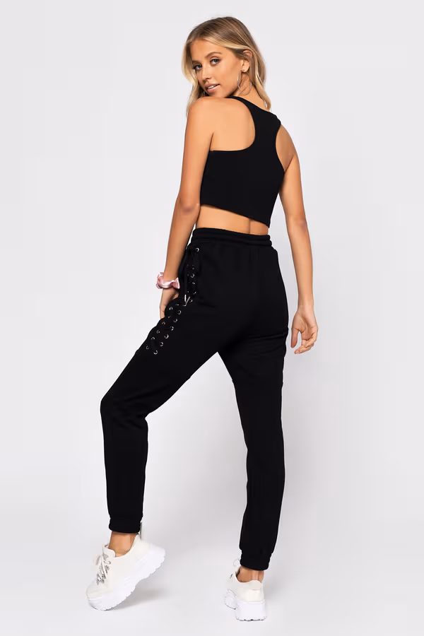 French Kiss Jogger Pants - Black