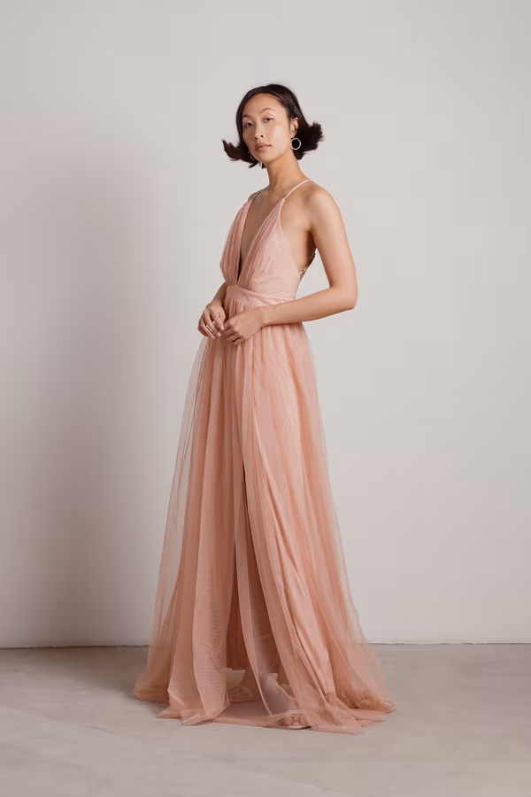 Here To Slay Plunging High Slit Maxi Dress - Navy