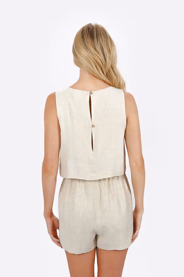 Amarie Linen Romper - Natural