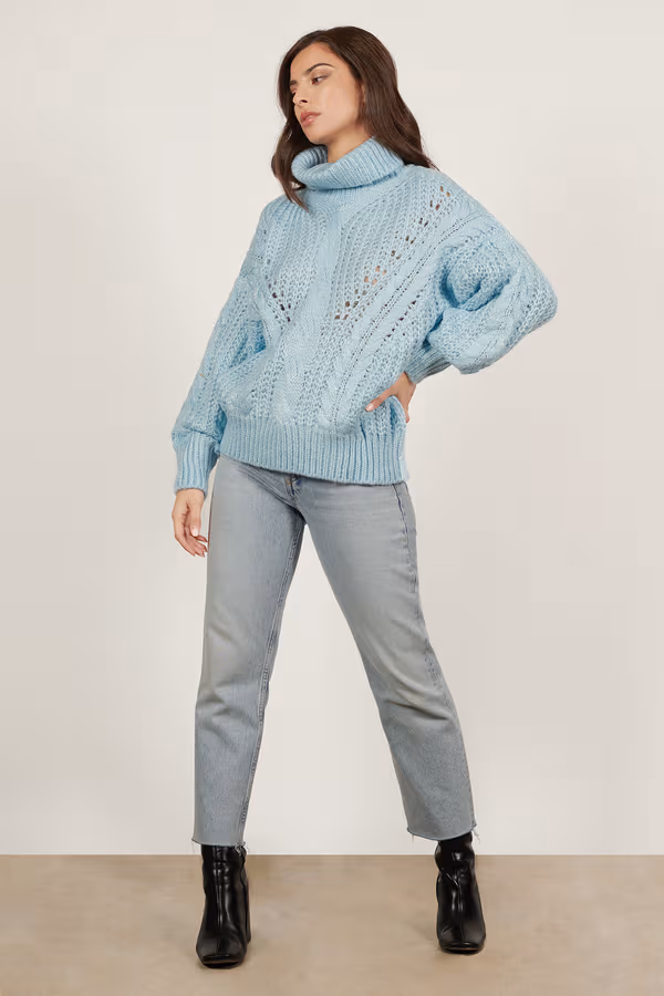 Cold Waters Turtleneck Sweater - Light Blue