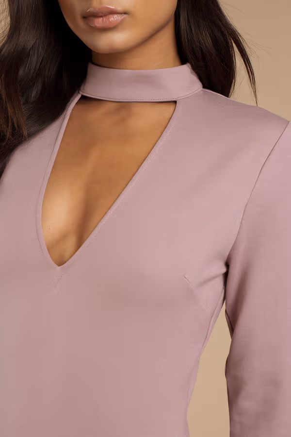 Ignite Choker Bodycon Mini Dress - Dark Rose