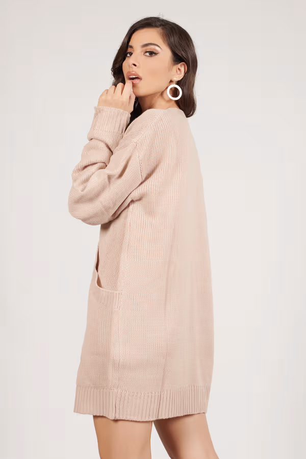 Winter Romance Oversized Sweater Mini Dress - Blush
