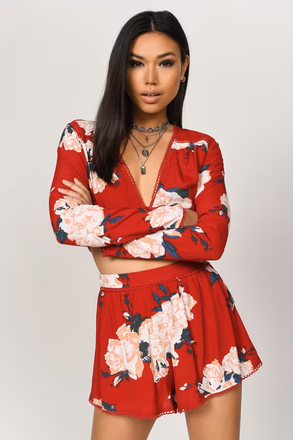 Best Buds Floral Shorts - Red Multi