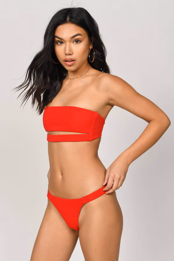 Hearts Embrace Ribbed Bikini Bottom - Yellow