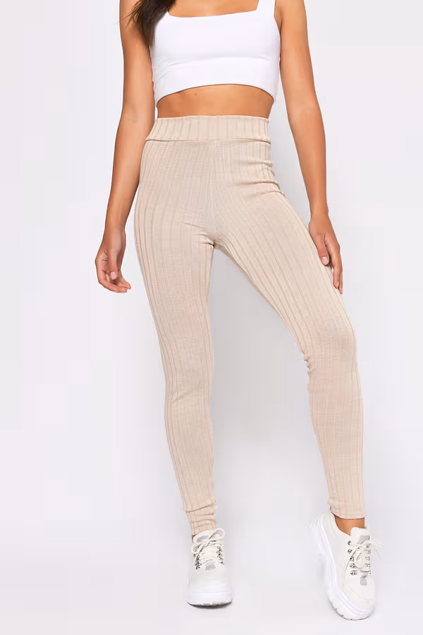 Hailey Ribbed Leggings - Taupe