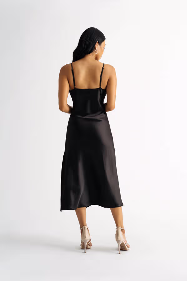 Bri Wine Cowl Neck Midi Dress