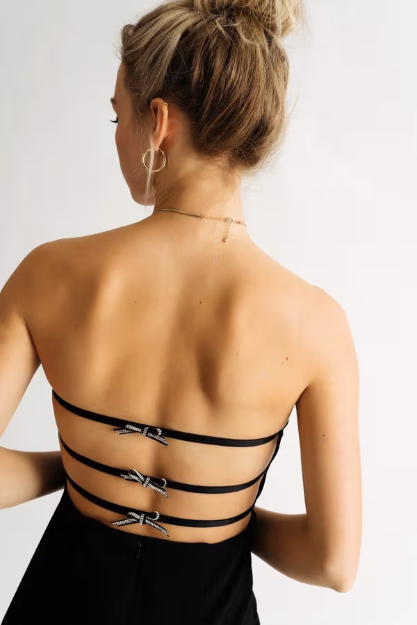 Glamorous Night Strapless Open Back Mini Dress - Black