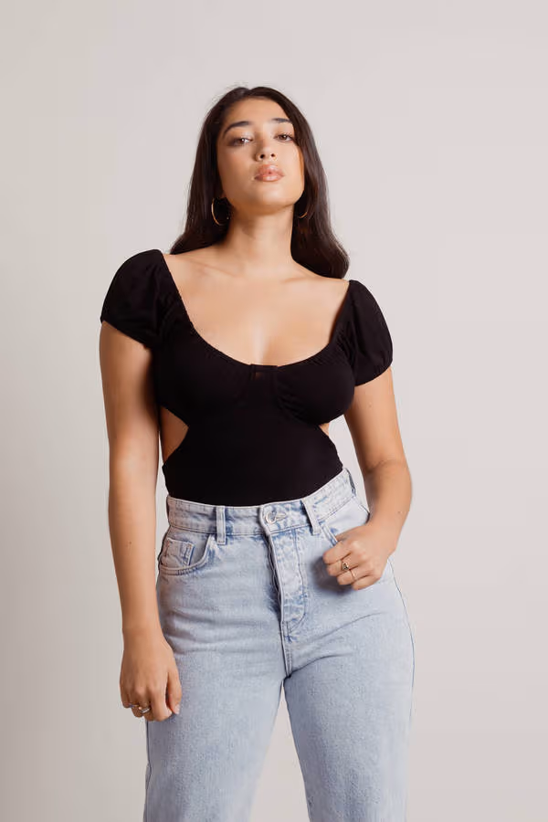 You're Doing Great Cutout Bodysuit - Black