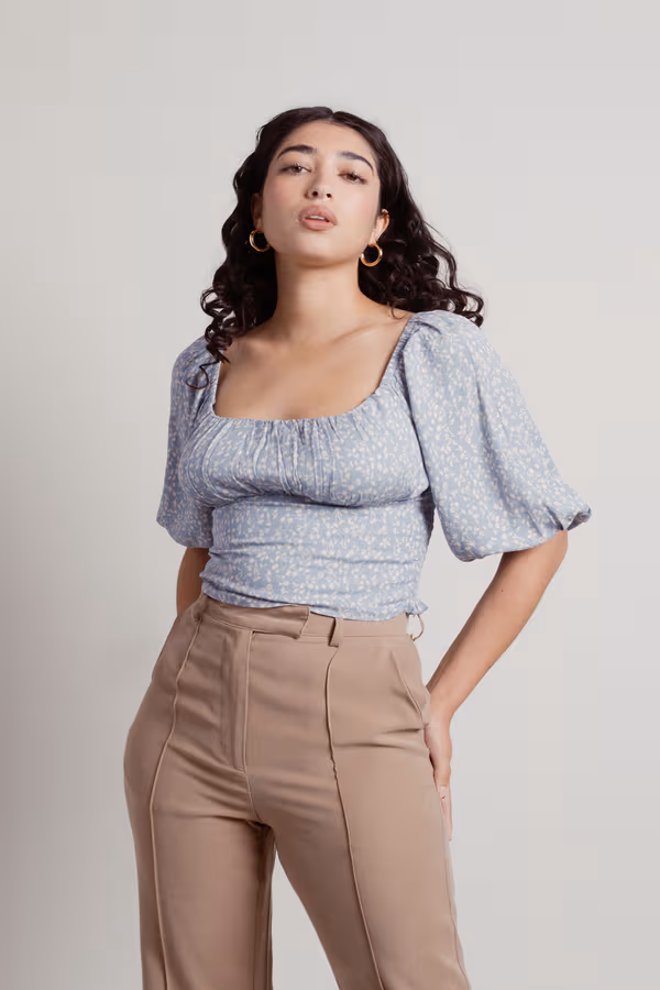 Miss Daisy Floral Blouse - Blue