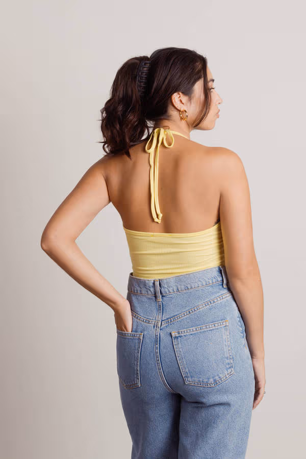 All Tied Up Crop Top - Yellow