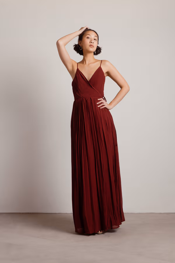 Love Galore Pleated Slit Maxi Dress - Emerald