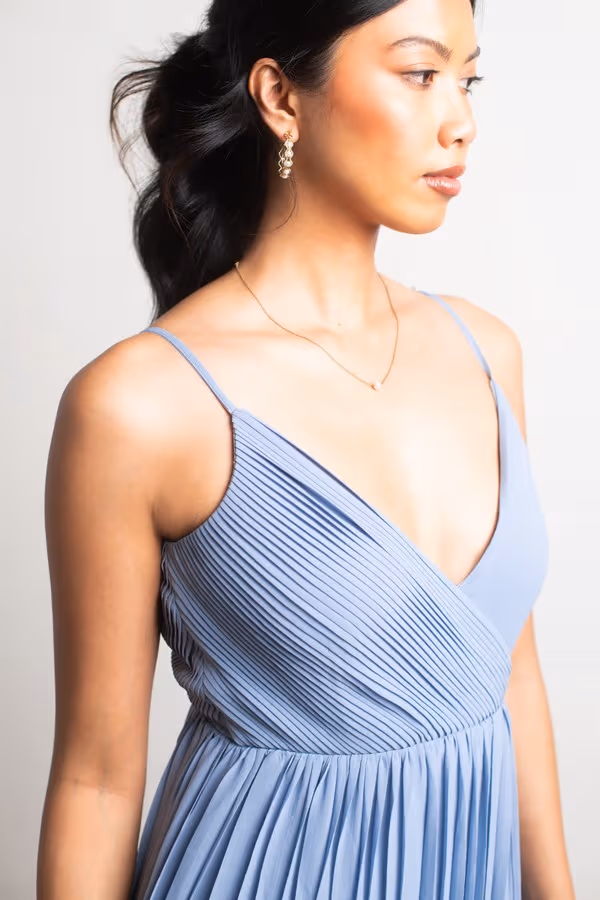 Love Galore Pleated Slit Maxi Dress - Emerald