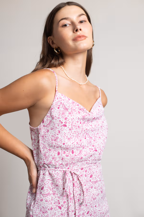 Billie Boy Floral A-Line Mini Dress - Magenta