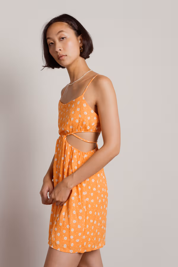Juliet Floral Cutout Mini Dress - Orange