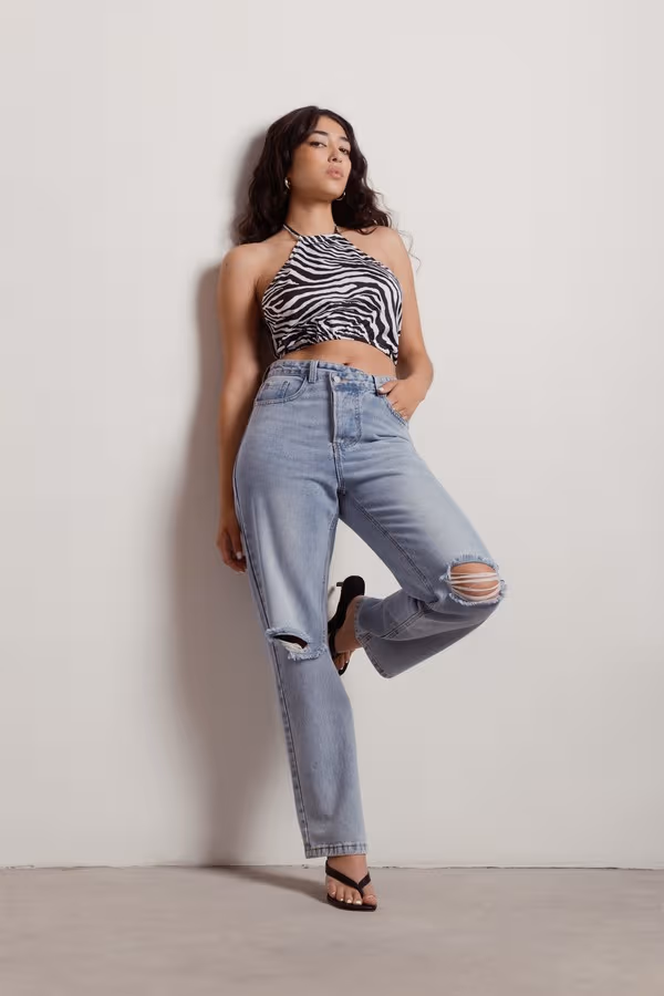 Lennox Crop Top - Black-White